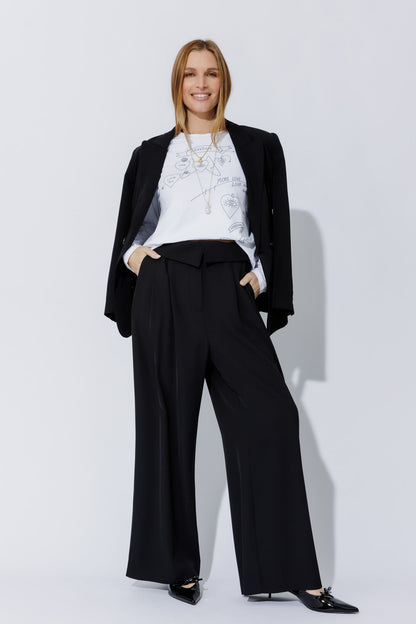 Black Euro Fold Over Pant