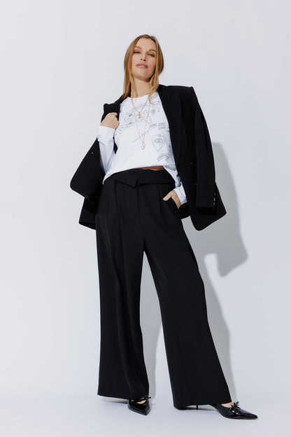 Black Euro Fold Over Pant