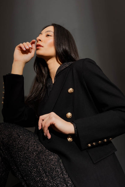 Black Ponte Belted Sisca Blazer
