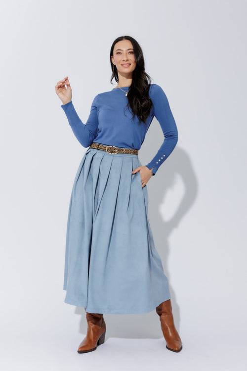 Blue Suede Skirt