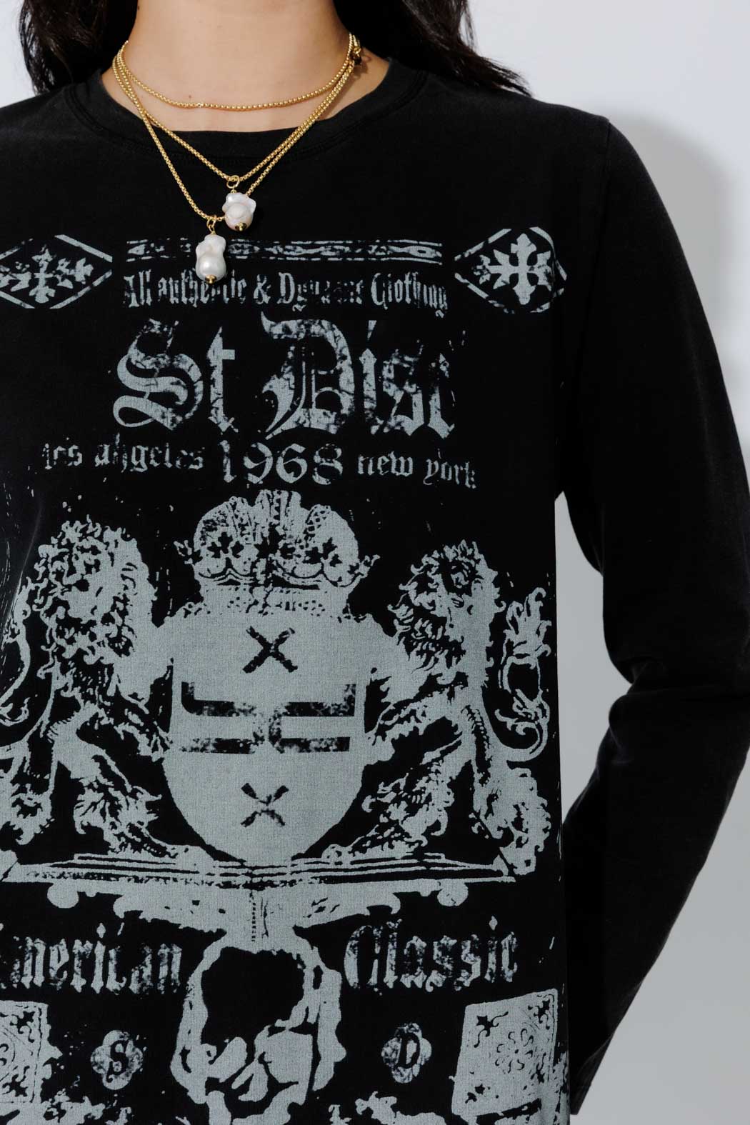 Black Washed Cotton Band T-Shirt