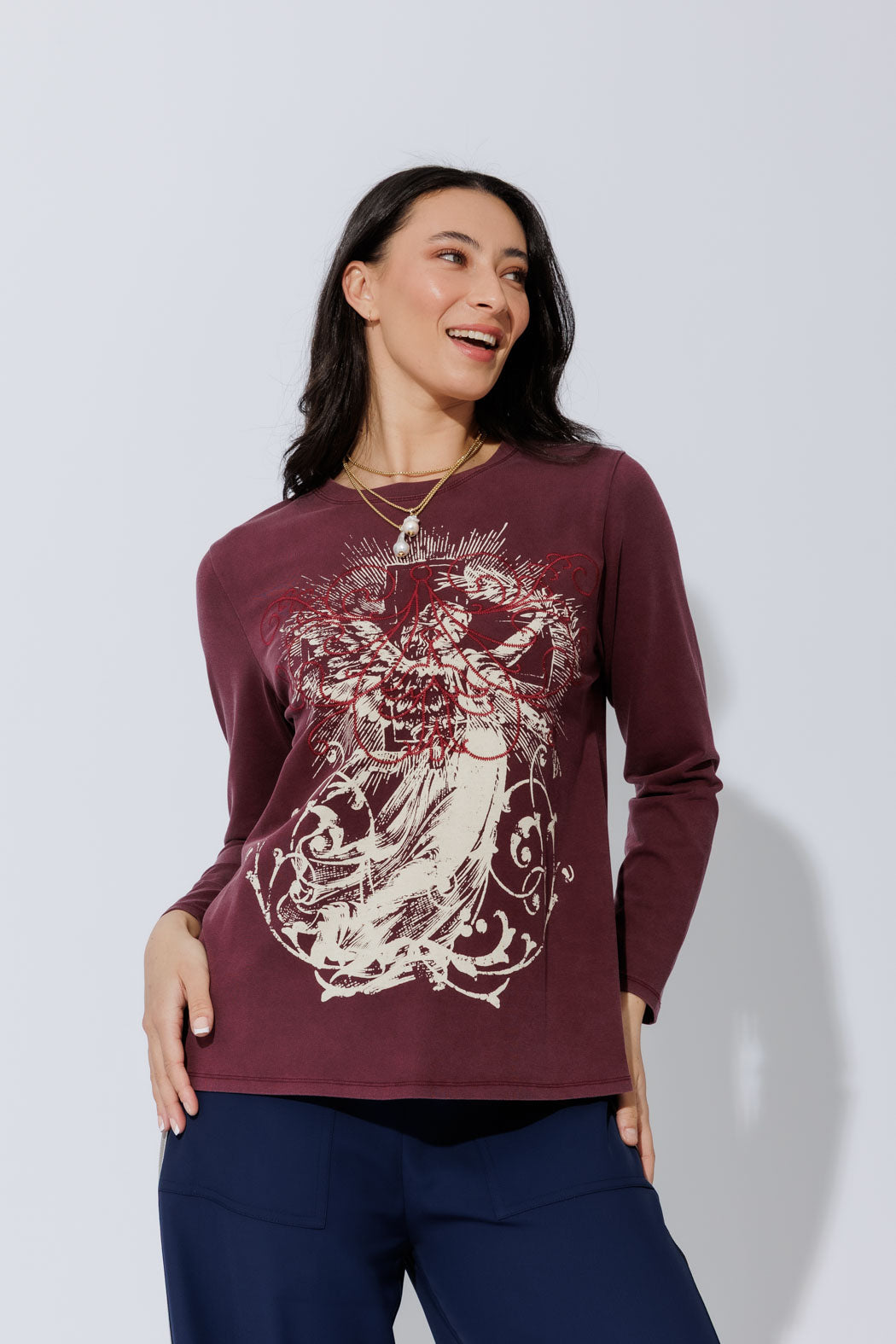 Burgundy Washed Cotton Street T-Shirt