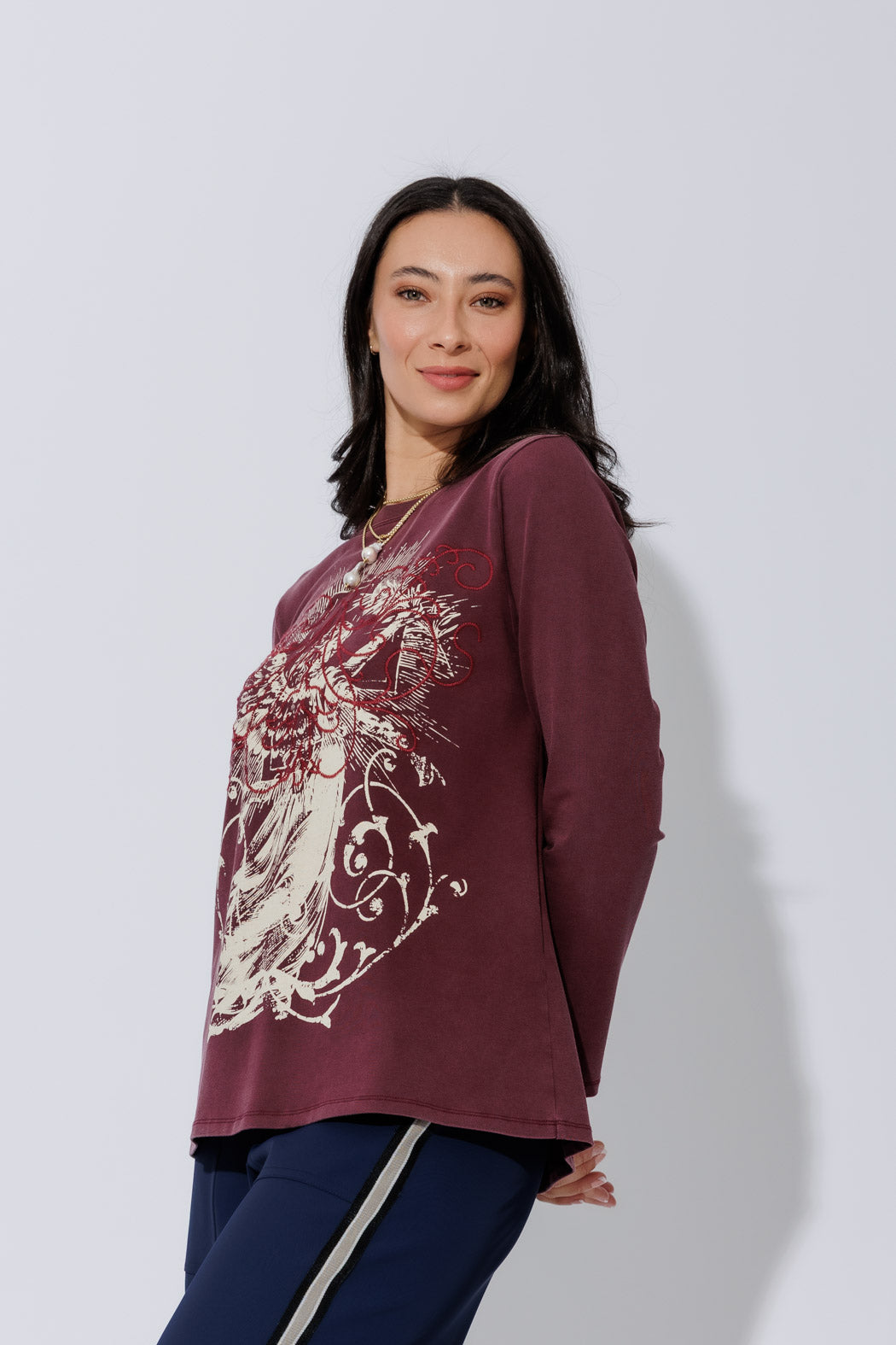 Burgundy Washed Cotton Street T-Shirt