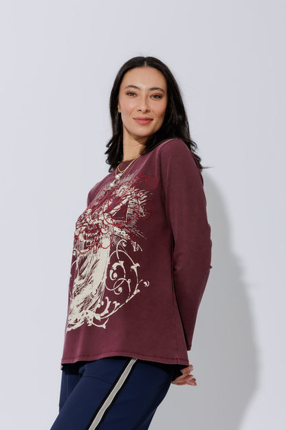 Burgundy Washed Cotton Street T-Shirt