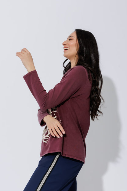 Burgundy Washed Cotton Street T-Shirt