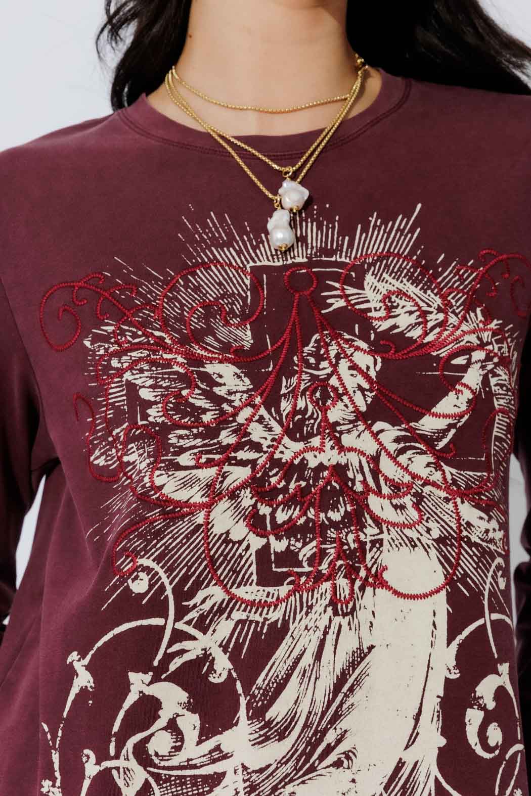 Burgundy Washed Cotton Street T-Shirt