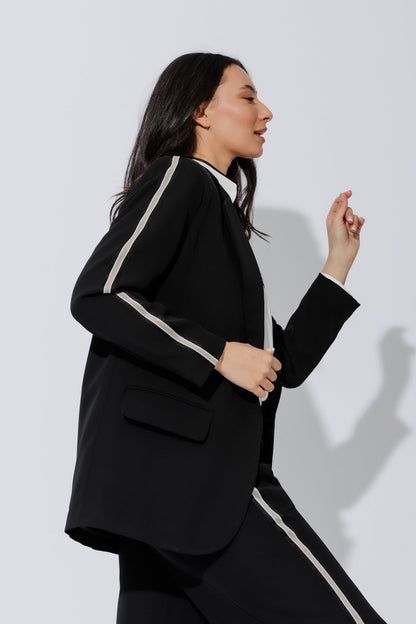 Black Stripe Boyfriend Blazer