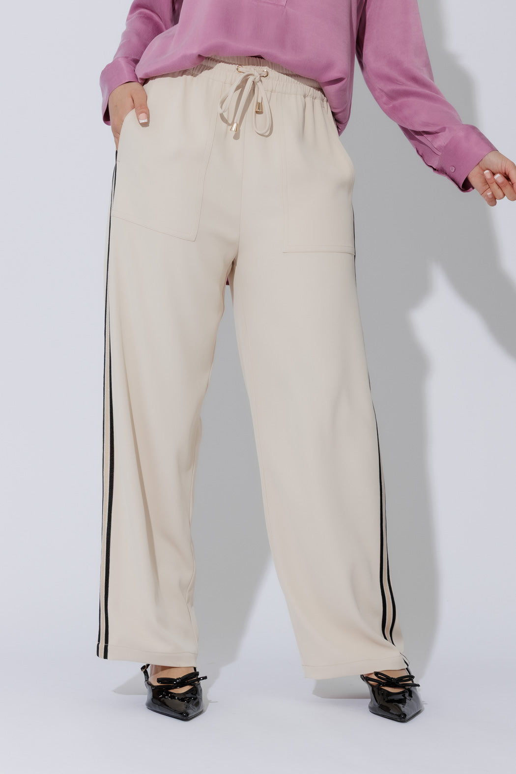 Beige Side Stripe Pant