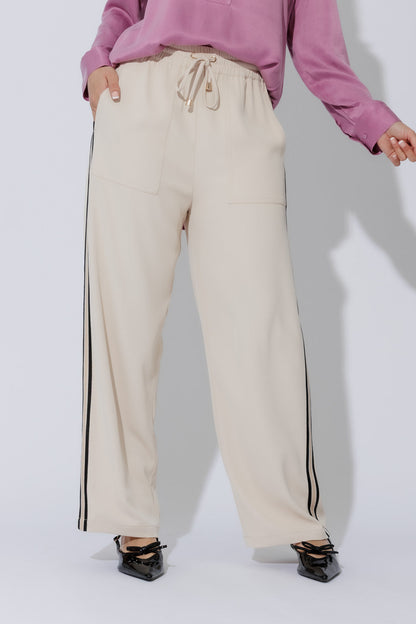 Beige Side Stripe Pant