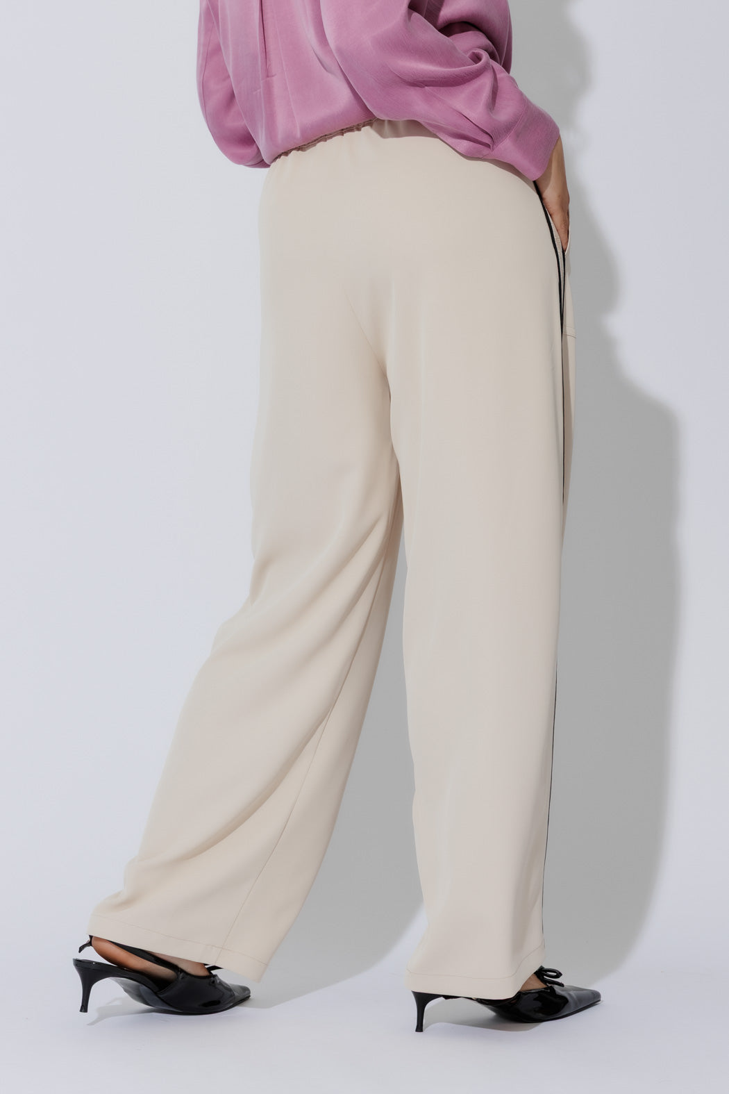Beige Side Stripe Pant