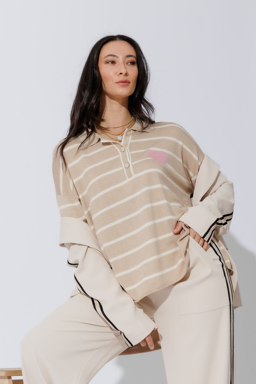 Beige Polo Knit S