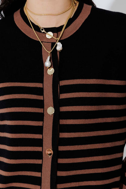 Black/Taupe Knit Cardi S
