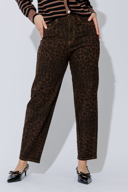 Brown Animal Denim Barrel Jean Brown Animal