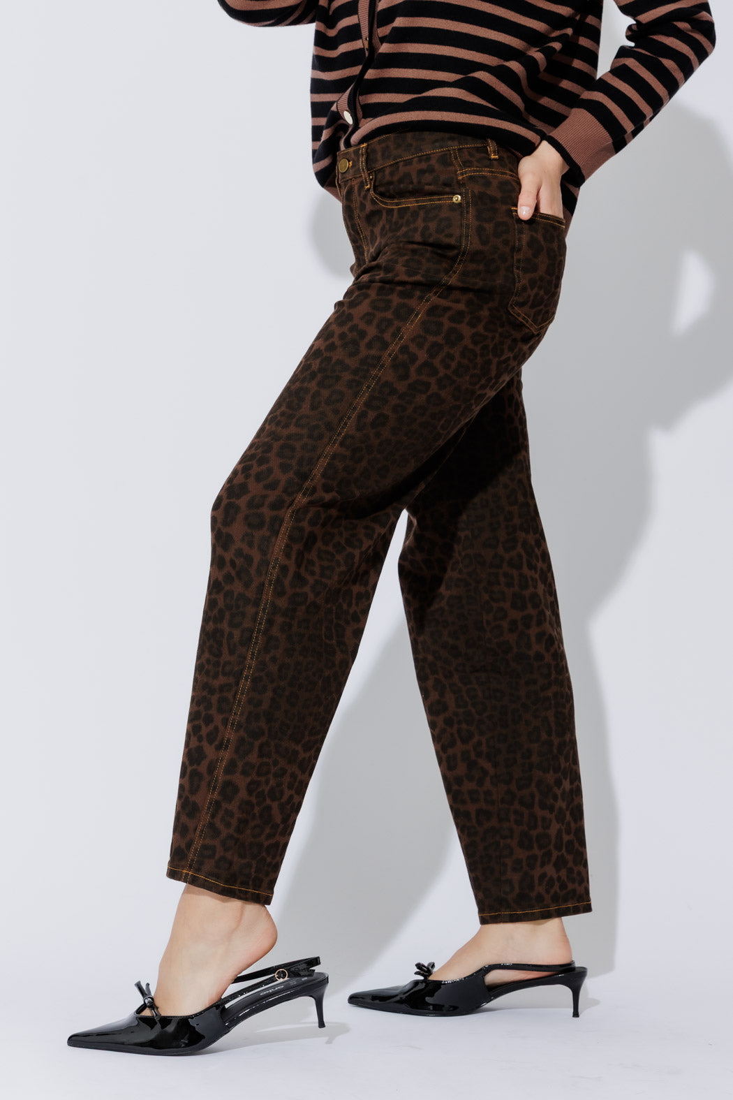 Brown Animal Denim Barrel Jean Brown Animal