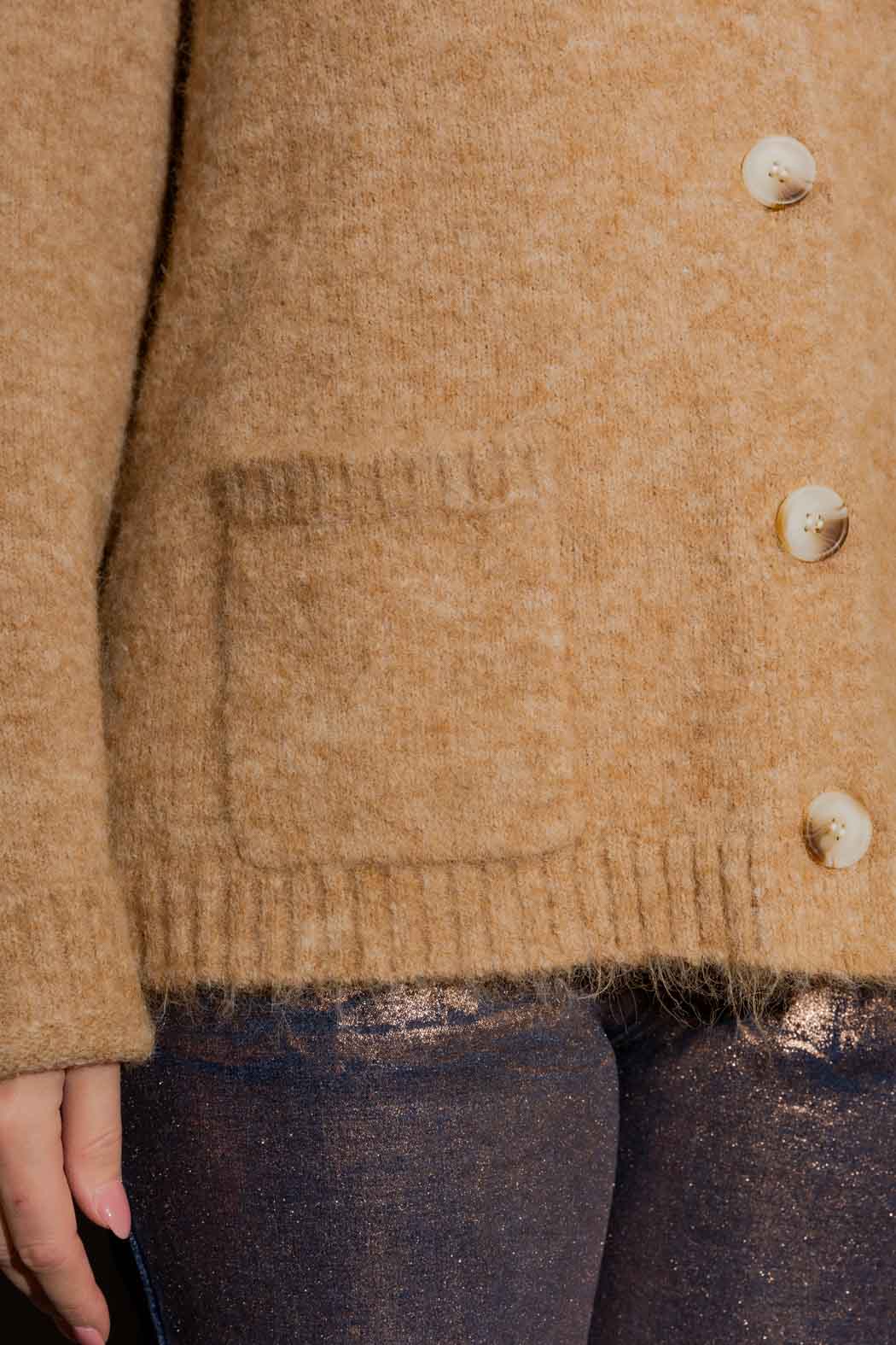 Camel Button Through Cardi Camel S