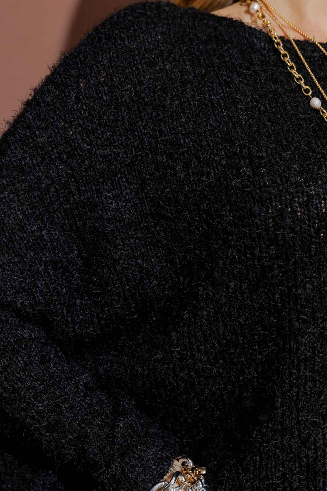 Black Fluffy Crew Neck Jumper