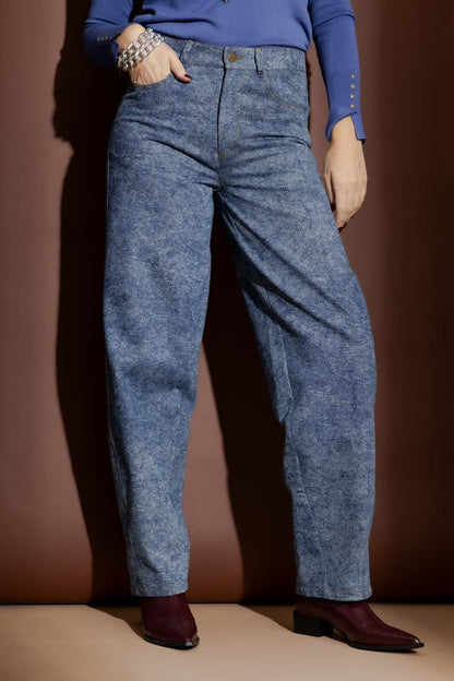 Blue Marble Denim Barrel Jean