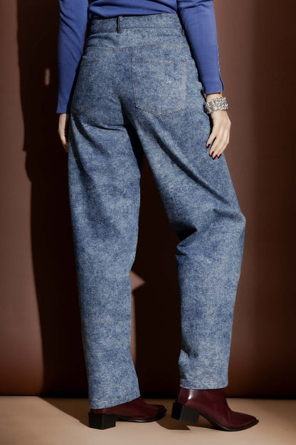 Blue Marble Denim Barrel Jean