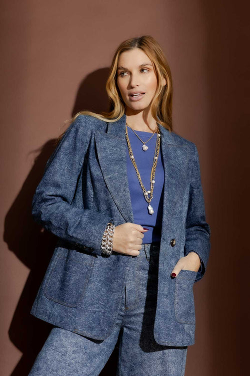 Blue Marble Denim Blazer