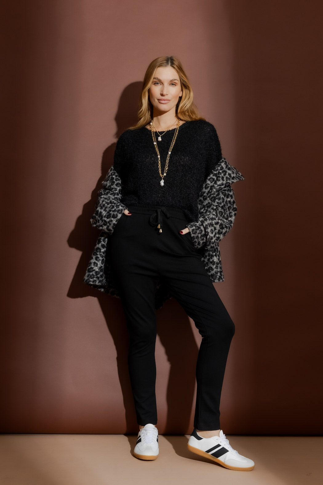 Black Fluffy Crew Neck Jumper