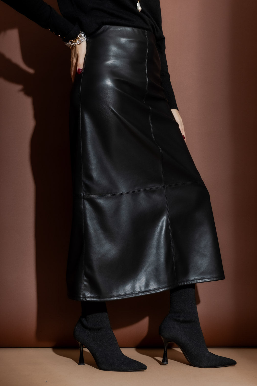 Black Faux Leather Skirt