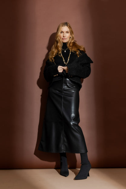 Black Faux Leather Skirt