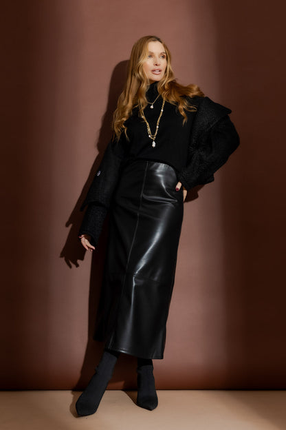 Black Faux Leather Skirt