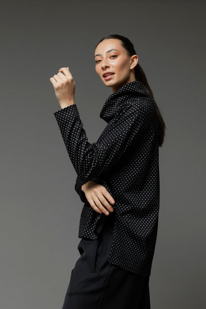 Black Spot Jacquard Turtleneck Jumper