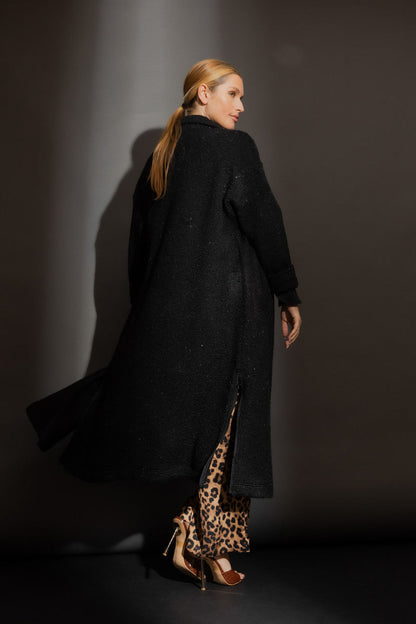Black Lurex Zip Coat
