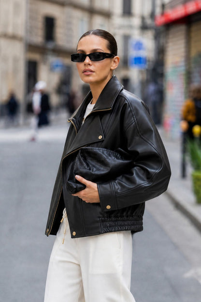 Black Faux Leather Biker Jacket