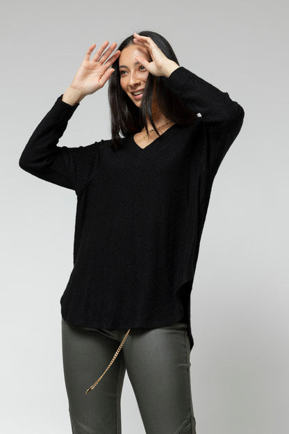 Black Lurex V Neck Jumper