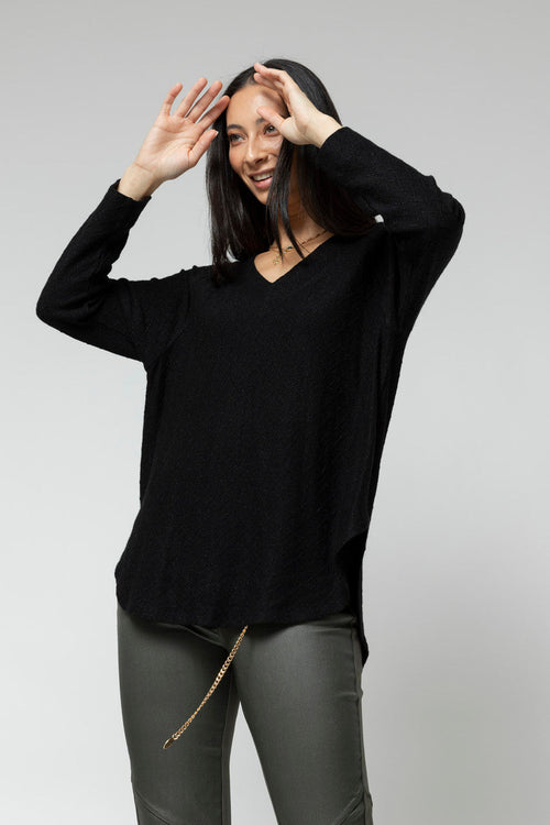 Black Lurex V Neck Jumper