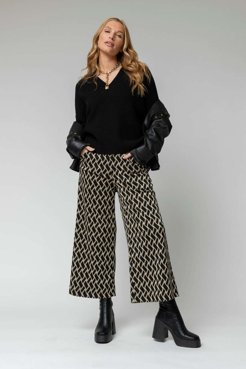 Black Slouch V Neck Jumper