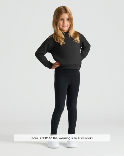 Girls Black Slouch Pullover Crew
