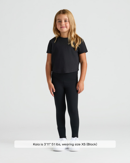 Girls Black Foldover Leggings