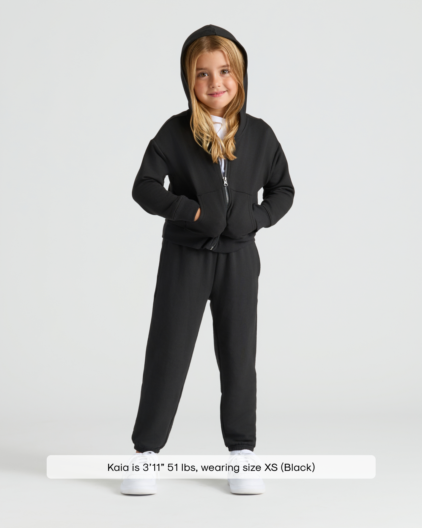 Girls Black Cropped Zip Hoodie