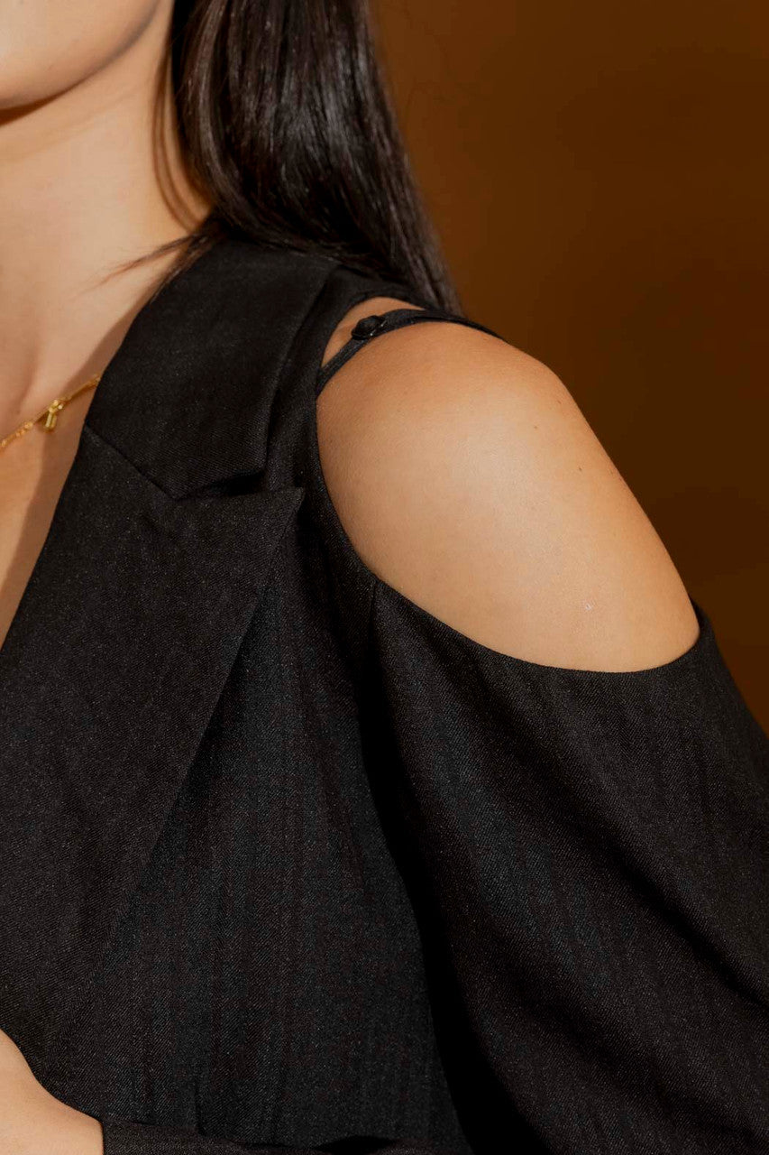 Black Cutout Shoulder Blazer