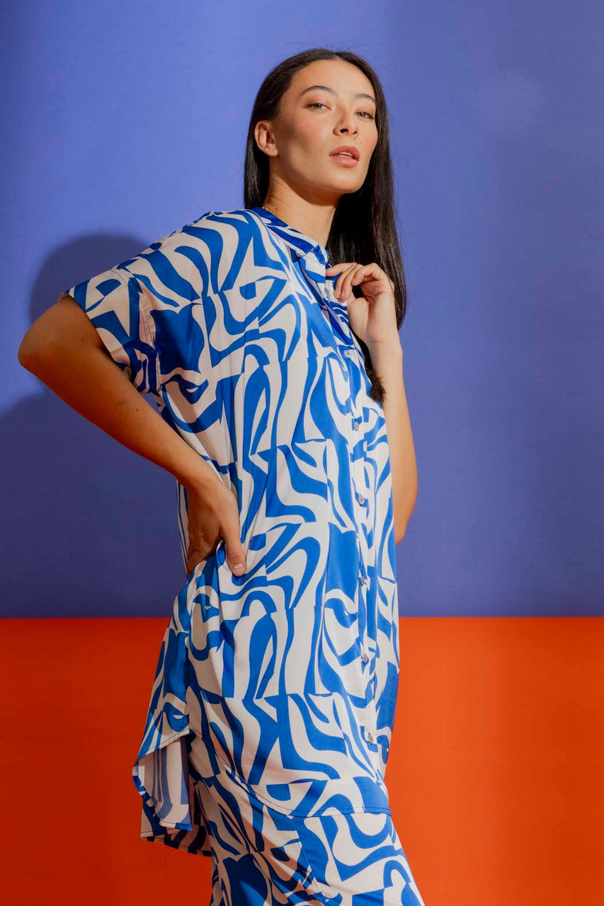 Blue/White Silky Blake Shirt