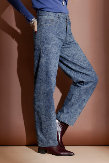 Blue Marble Denim Barrel Jean