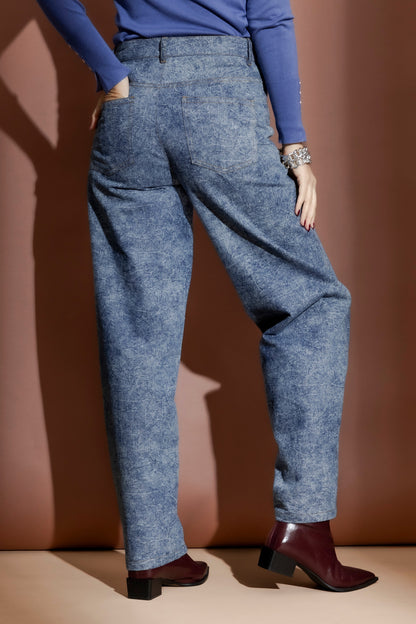 Blue Marble Denim Barrel Jean