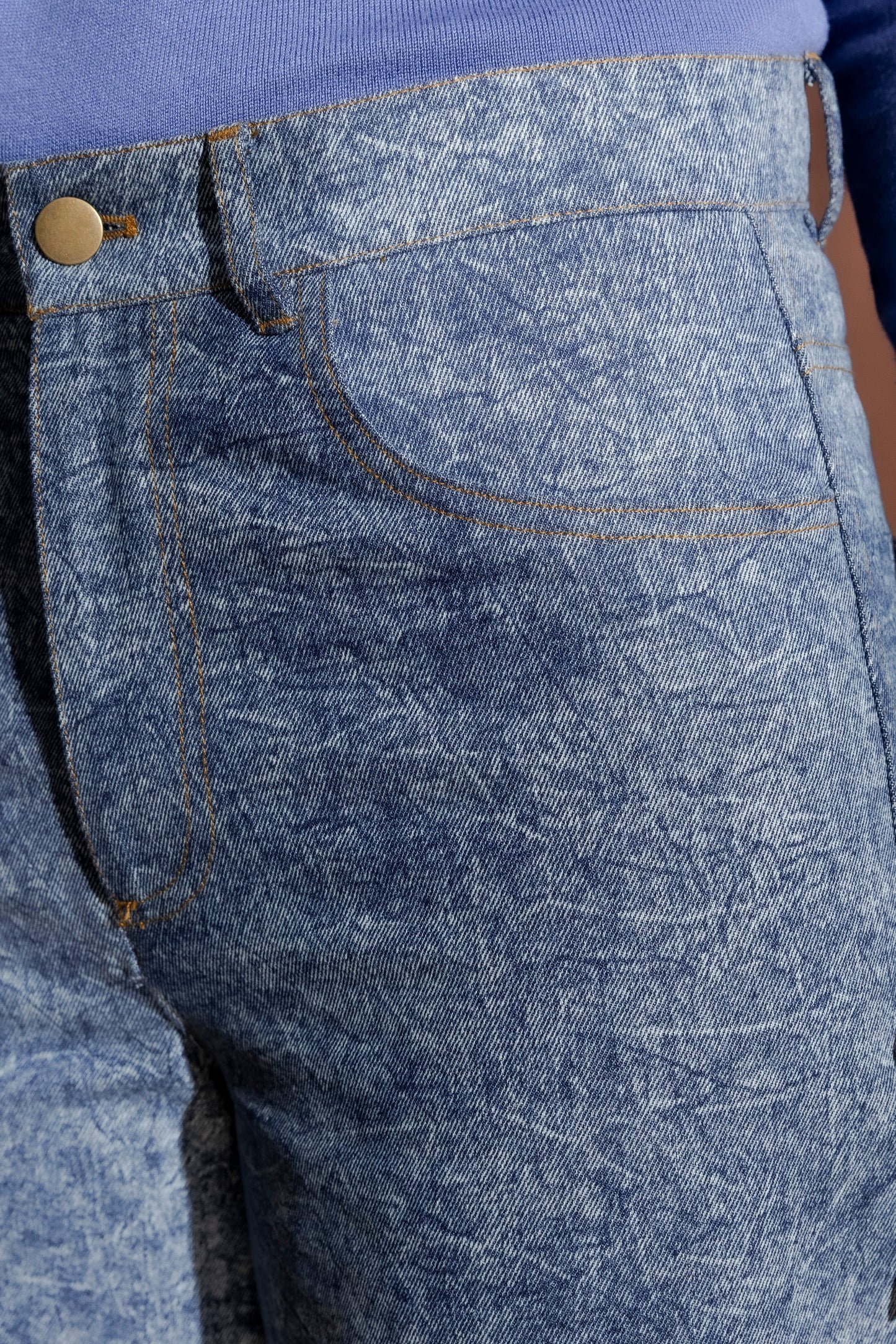 Blue Marble Denim Barrel Jean