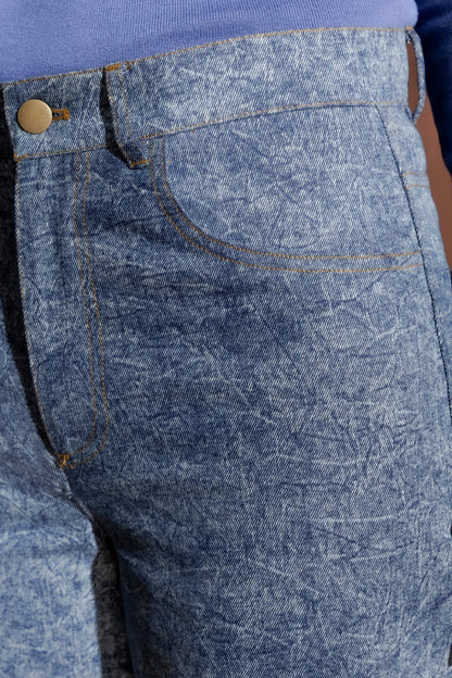Blue Marble Denim Barrel Jean