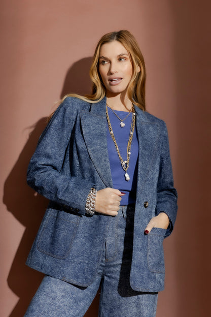 Blue Marble Denim Blazer
