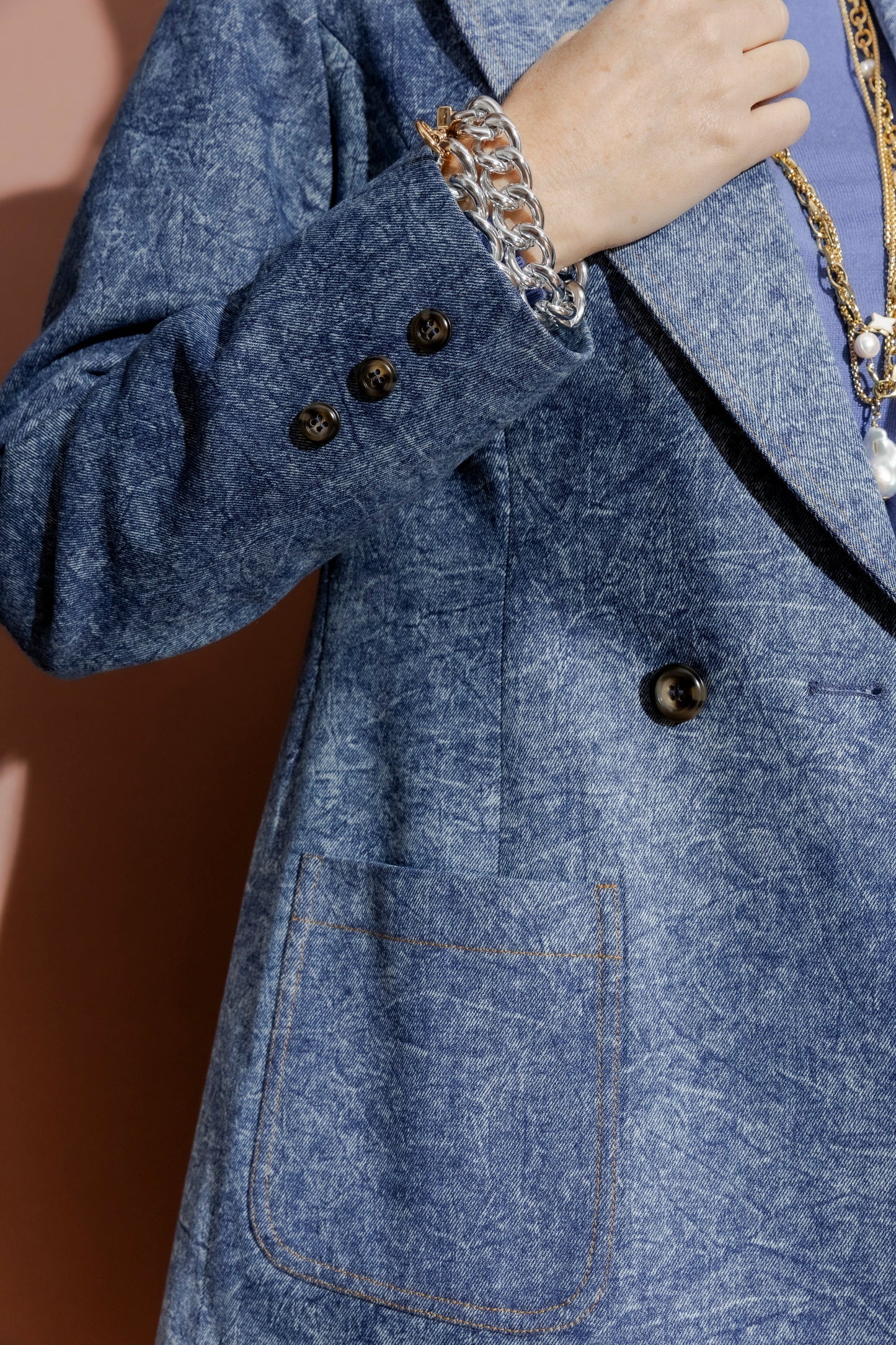 Blue Marble Denim Blazer