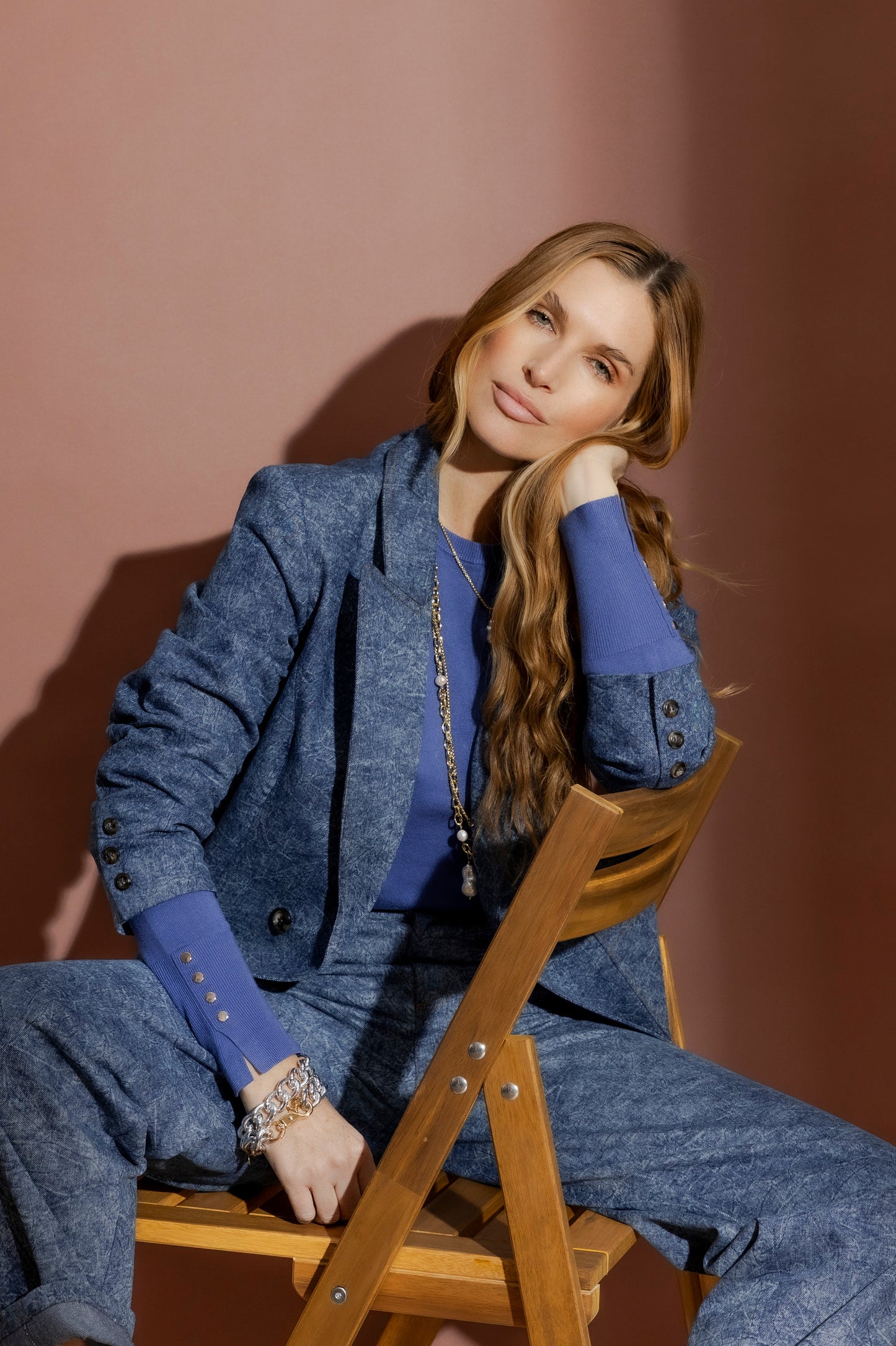 Blue Marble Denim Blazer