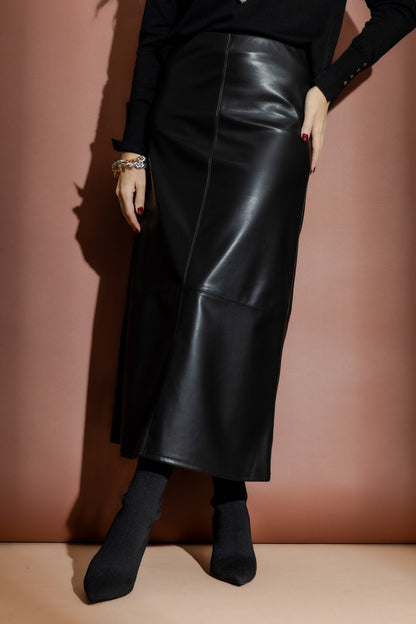 Black Faux Leather Skirt