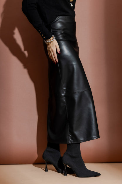 Black Faux Leather Skirt