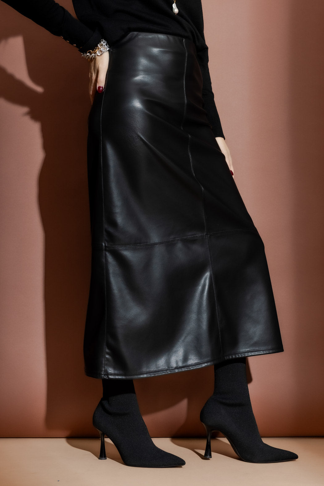 Black Faux Leather Skirt
