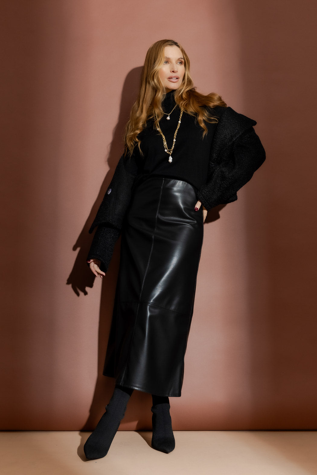 Black Faux Leather Skirt