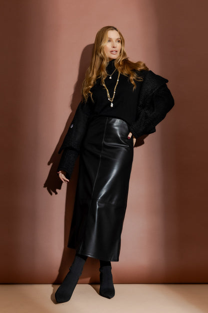 Black Faux Leather Skirt